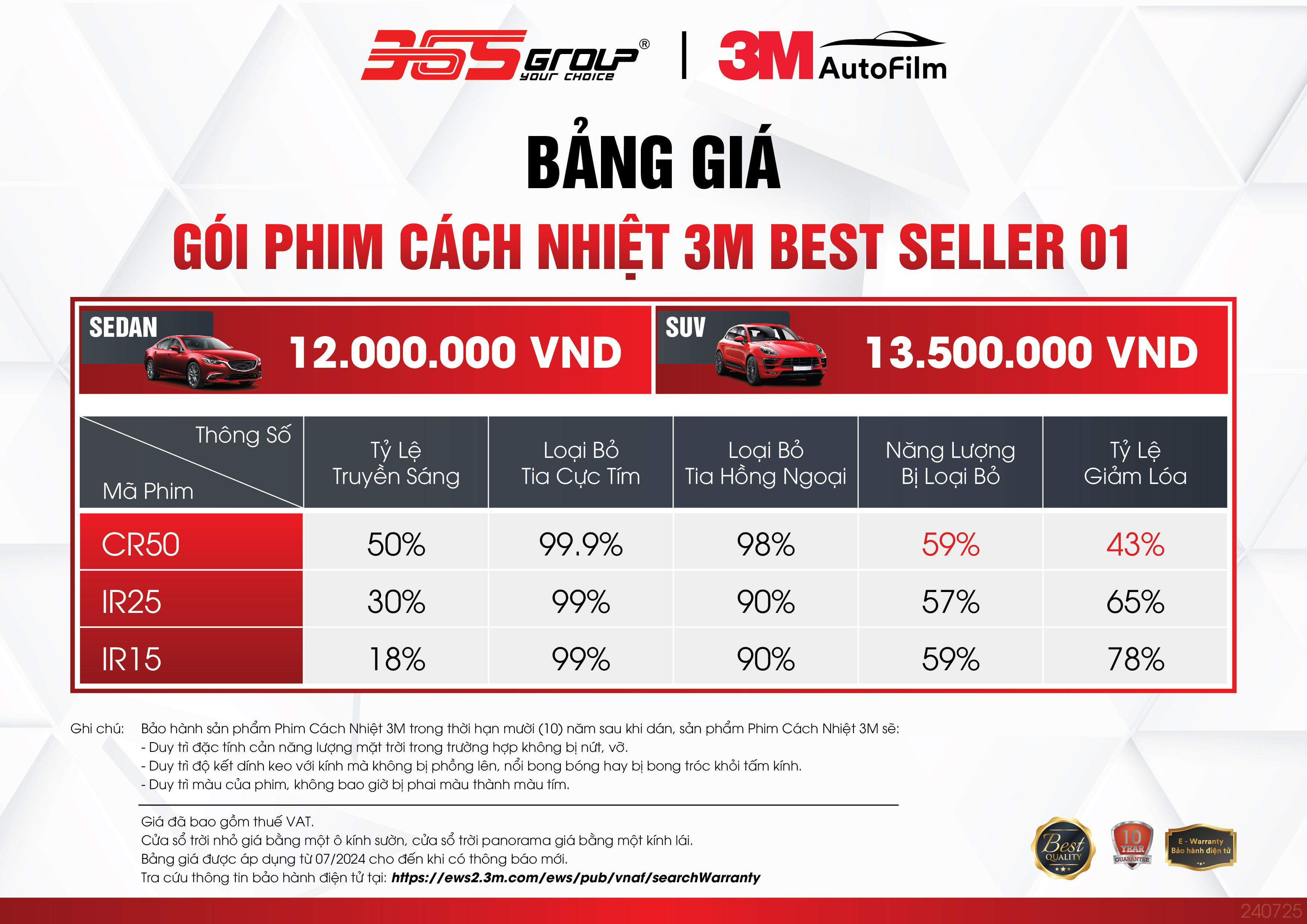 PHIM CÁCH NHIỆT 3M BEST SELLER SEDAN 01